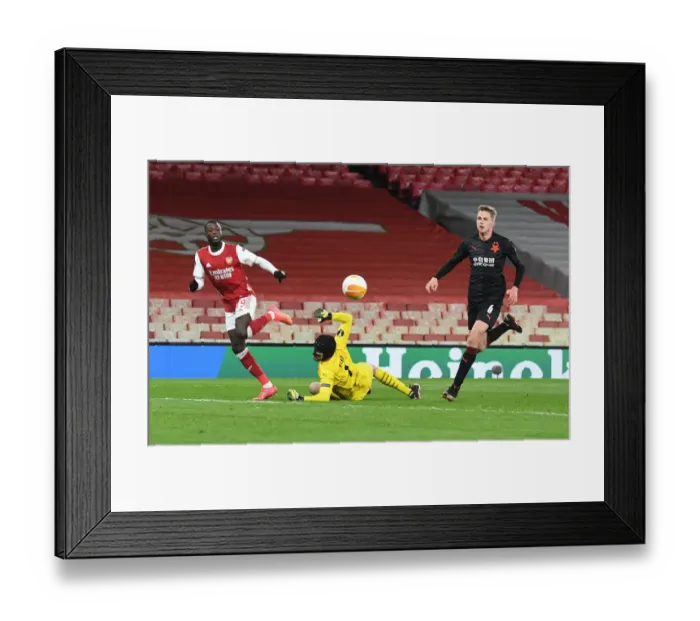 Framed Print : Pepe's Chip: Arsenal's Europa League Goal in Empty Emirates Stadium (2020-21) Framed Print : Pepe's Chip: Arsenal's Europa League Goal in Empty Emirates Stadium (2020-21)