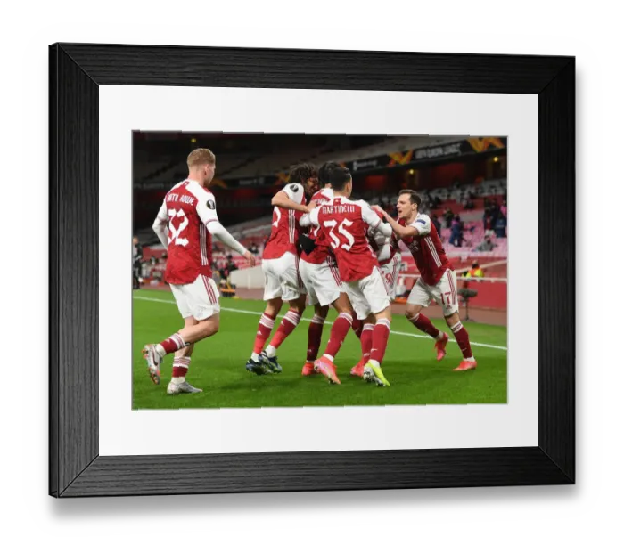 Framed Print : Pepe's Quiet Goal Celebration: Arsenal's Europa League Victory with Smith Rowe, Elneny, Gabriel, and Cedric Framed Print : Pepe's Quiet Goal Celebration: Arsenal's Europa League Victory with Smith Rowe, Elneny, Gabriel, and Cedric