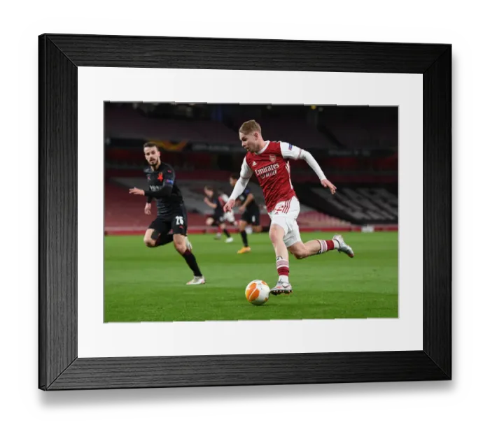 Framed Print : Arsenal vs Slavia Praha: Emile Smith Rowe in UEFA Europa League Quarterfinal at Emirates Stadium (Behind Closed Doors)