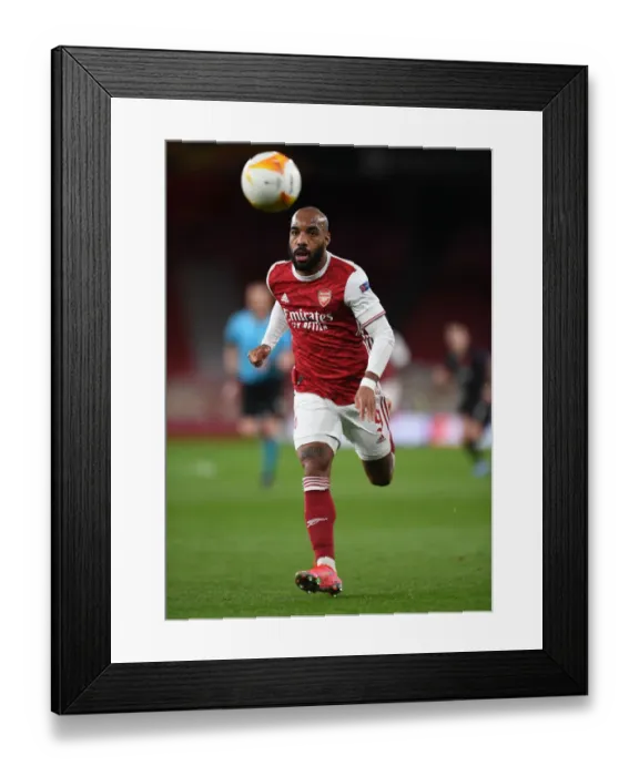 Framed Print : Arsenal's Alexandre Lacazette in UEFA Europa League Quarterfinal vs Slavia Praha at Emirates Stadium (Behind Closed Doors) Framed Print : Arsenal's Alexandre Lacazette in UEFA Europa League Quarterfinal vs Slavia Praha at Emirates Stadium (Behind Closed Doors)