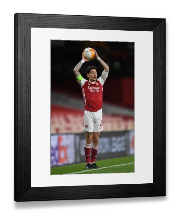 Framed Print : Arsenal's Hector Bellerin at Empty Emirates Stadium: Arsenal FC vs Slavia Praha, UEFA Europa League Quarterfinal, London, England, April 2021