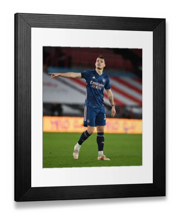 Framed Print : Arsenal's Xhaka Excels in Empty Bramall Lane: Premier League Showdown vs Sheffield United, 2021