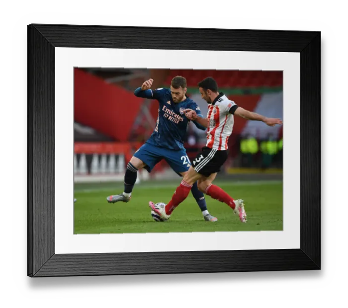 Framed Print : Calum Chambers vs. Enda Stevens: A Battle at Empty Bramall Lane - Arsenal vs. Sheffield United, Premier League 2020-21 Framed Print : Calum Chambers vs. Enda Stevens: A Battle at Empty Bramall Lane - Arsenal vs. Sheffield United, Premier League 2020-21