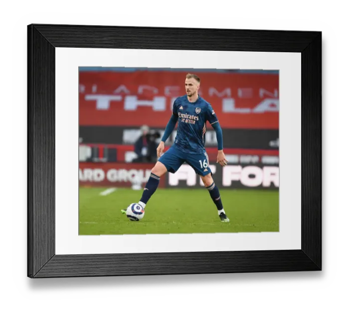 Framed Print : Arsenal's Rob Holding at Empty Bramall Lane: Premier League 2021 (Sheffield United vs Arsenal)