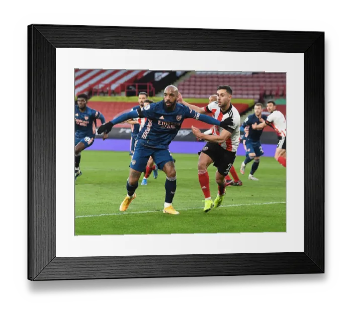 Framed Print : Alex Lacazette vs George Baldock: Sheffield United vs Arsenal, Premier League 2021