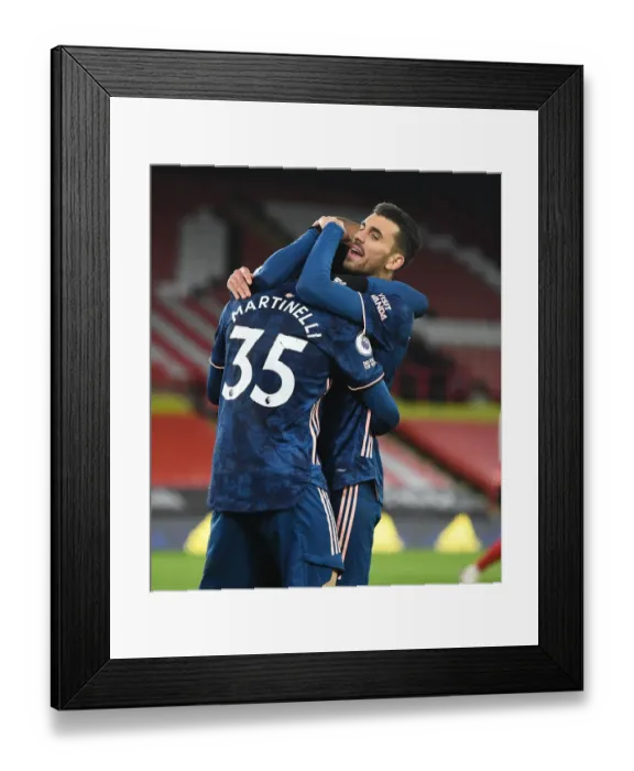 Framed Print : Martinelli and Ceballos Celebrate Arsenal's Win Against Sheffield United (2020-21) Framed Print : Martinelli and Ceballos Celebrate Arsenal's Win Against Sheffield United (2020-21)