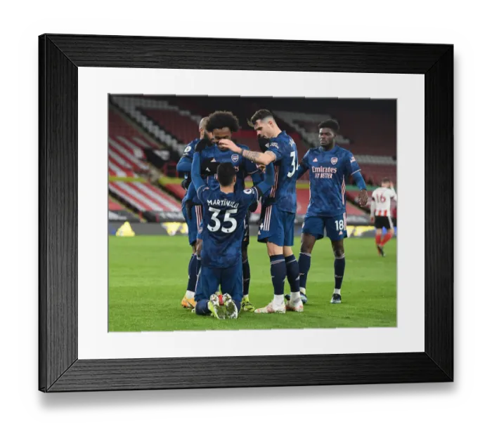 Framed Print : Martinelli, Willian, and Xhaka Celebrate Arsenal's Victory Over Sheffield United (April 2021) Framed Print : Martinelli, Willian, and Xhaka Celebrate Arsenal's Victory Over Sheffield United (April 2021)