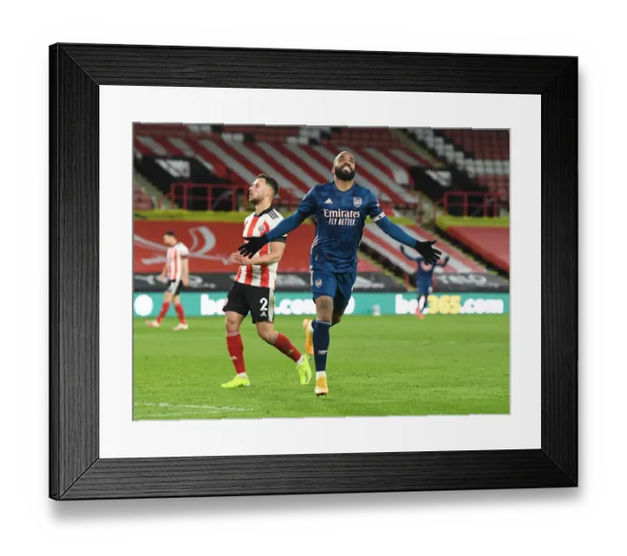 Framed Print : Alexis Lacazette's Hat-Trick: Arsenal's Empty Victory in Sheffield United, Premier League 2020-21
