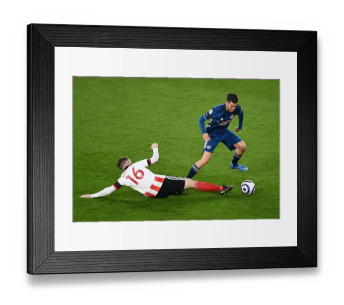 Framed Print : Dani Ceballos vs. Oliver Norwood: Battle in the Middle - Sheffield United vs. Arsenal, Premier League 2020-21