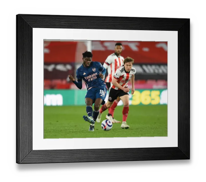Framed Print : Thomas Partey Clashes with Ben Osborn: Sheffield United vs. Arsenal, Premier League 2020-21