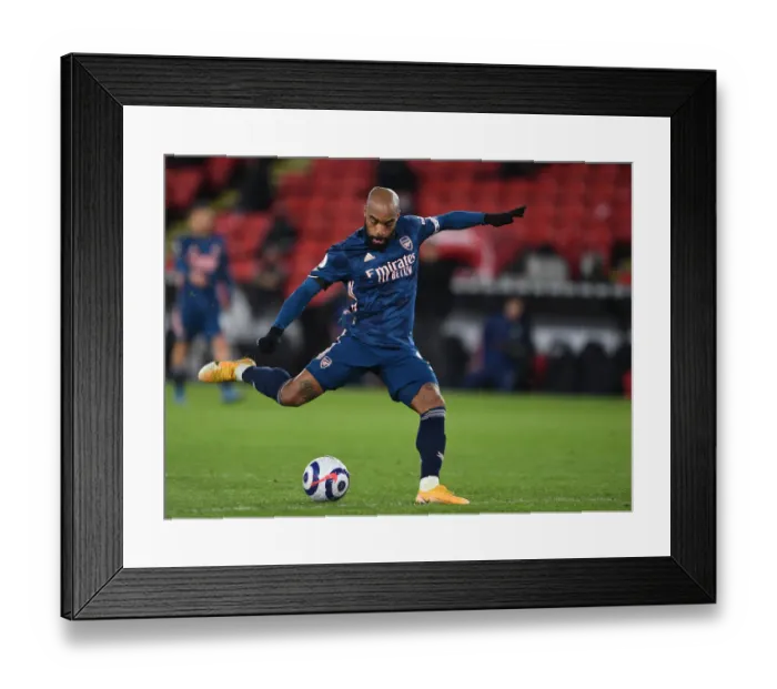 Framed Print : Alexandre Lacazette Scores His Second Goal: Arsenal's 3-0 Victory Over Sheffield United (April 2021)