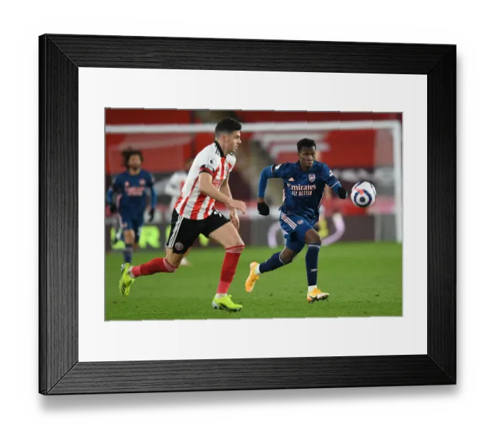 Framed Print : Arsenal's Eddie Nketiah in Action: Premier League Clash against Sheffield United (2020-21)