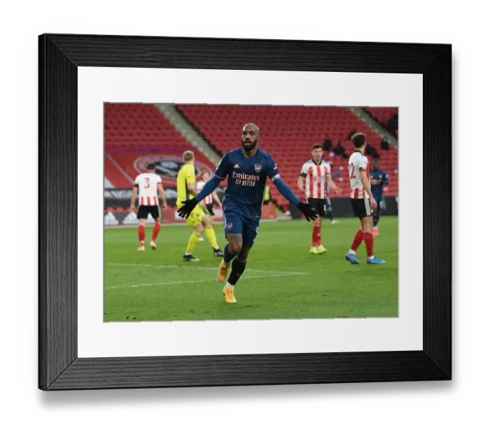 Framed Print : Alexandre Lacazette's Thrilling Goal: Arsenal's Victory at Sheffield United (April 2021) Framed Print : Alexandre Lacazette's Thrilling Goal: Arsenal's Victory at Sheffield United (April 2021)