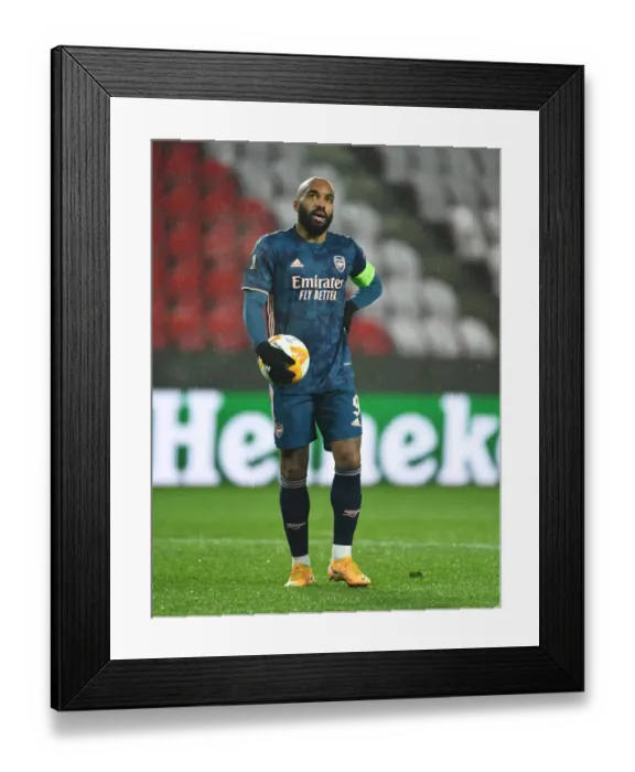 Framed Print : Arsenal's Alex Lacazette in UEFA Europa League Quarterfinal Match against Slavia Praha in Prague (Behind Closed Doors)