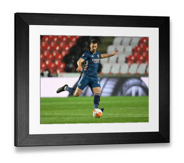 Framed Print : Lone Arsenal Warrior: Pablo Mari in Empty Europa League Quarterfinal Stadium, Prague