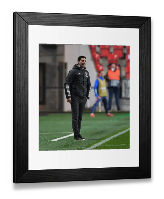 Framed Print : Mikel Arteta at Empty Eden Arena: Arsenal's UEFA Europa League Quarterfinal vs Slavia Praha, Prague, Czech Republic, April 2021
