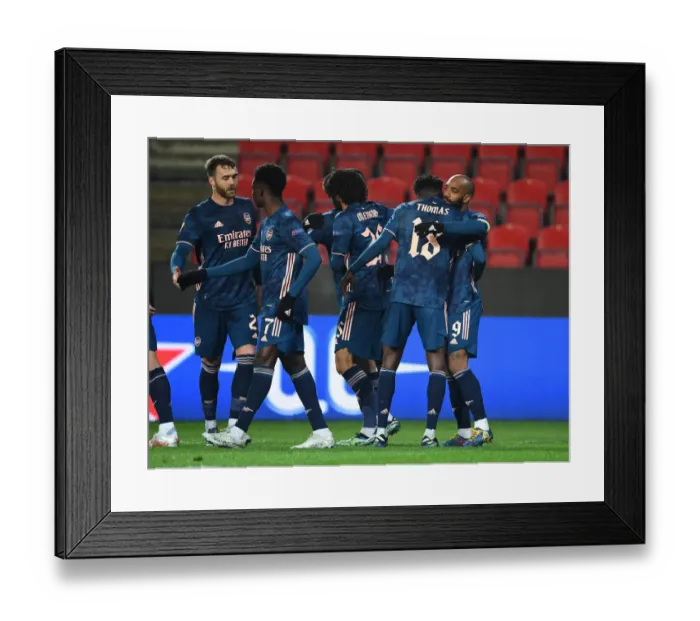 Framed Print : Arsenal's Alex Lacazette Scores Fourth Goal in Europa League Quarterfinal Against Slavia Praha Amid Empty Stands Framed Print : Arsenal's Alex Lacazette Scores Fourth Goal in Europa League Quarterfinal Against Slavia Praha Amid Empty Stands