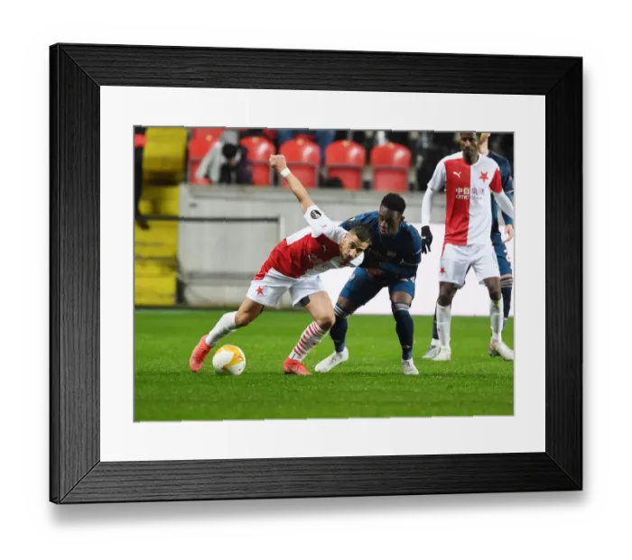 Framed Print : Arsenal vs Slavia Prague: Europa League Quarterfinal Clash in Empty Eden Arena Framed Print : Arsenal vs Slavia Prague: Europa League Quarterfinal Clash in Empty Eden Arena