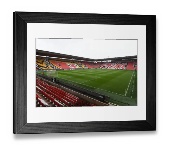 Framed Print : Arsenal vs Slavia Praha: Empty Eden Arena, UEFA Europa League Quarterfinal (April 2021)