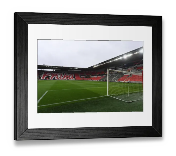 Framed Print : Arsenal vs Slavia Prague: UEFA Europa League Quarterfinal - Empty Eden Arena, Prague, Czech Republic, 2021