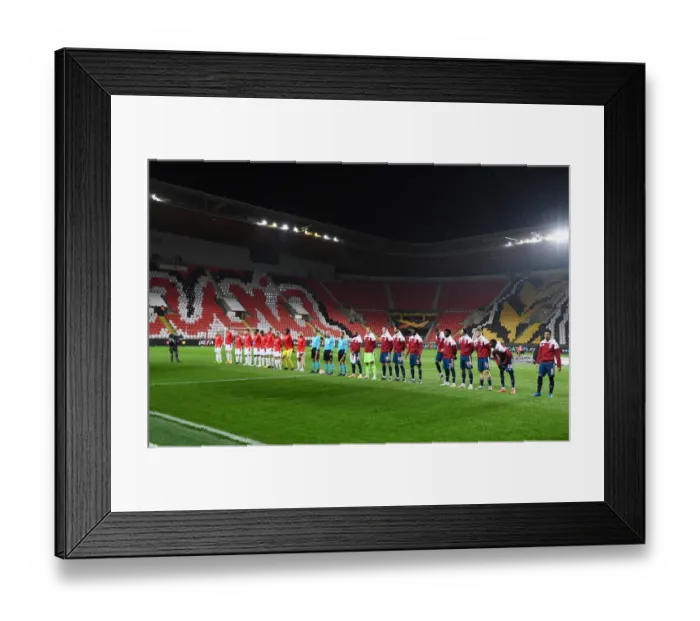 Framed Print : PRAGUE, CZECH REPUBLIC - APRIL 15: The Arsenal and Salvia Prague teams line up before the UEFA Europa League Quarter Framed Print : PRAGUE, CZECH REPUBLIC - APRIL 15: The Arsenal and Salvia Prague teams line up before the UEFA Europa League Quarter