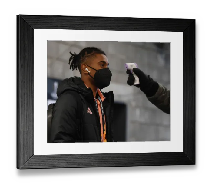 Framed Print : Arsenal's Nelson Undergoes Temperature Check at Empty Eden Arena Ahead of Slavia Prague Clash - UEFA Europa League Quarterfinal Framed Print : Arsenal's Nelson Undergoes Temperature Check at Empty Eden Arena Ahead of Slavia Prague Clash - UEFA Europa League Quarterfinal