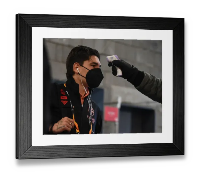 Framed Print : Arsenal's Hector Bellerin Undergoes Temperature Check at Empty Eden Arena Ahead of Slavia Prague Clash - UEFA Europa League Quarterfinal