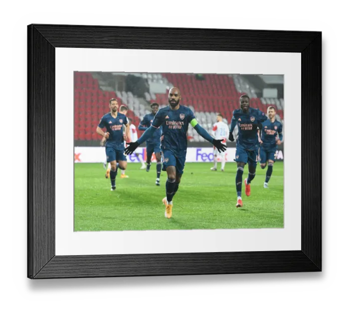 Framed Print : Alexis Lacazette Scores as Arsenal Advance in Europa League Quarterfinals Against Slavia Praha (Prague, 2021)