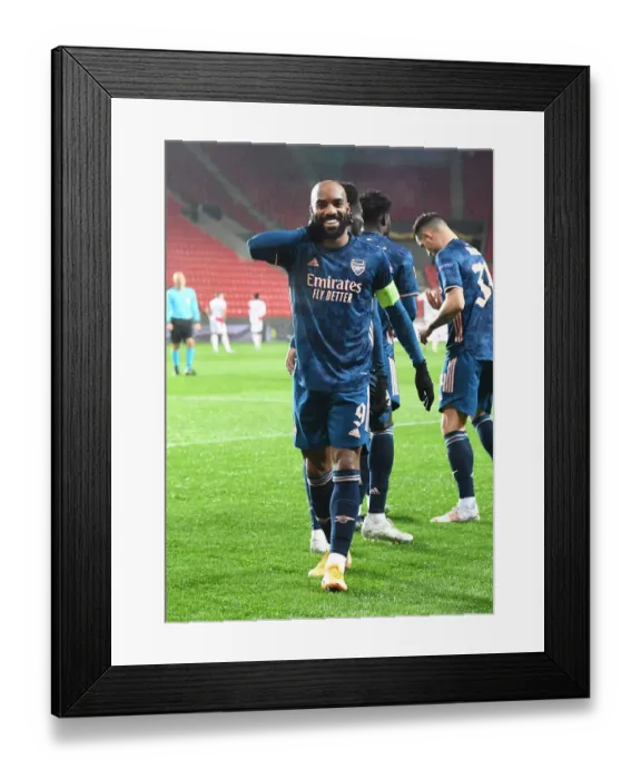 Framed Print : Alexis Lacazette Scores as Arsenal Advance to Europa League Semis: Slavia Prague vs Arsenal, Prague, Czech Republic, April 2021