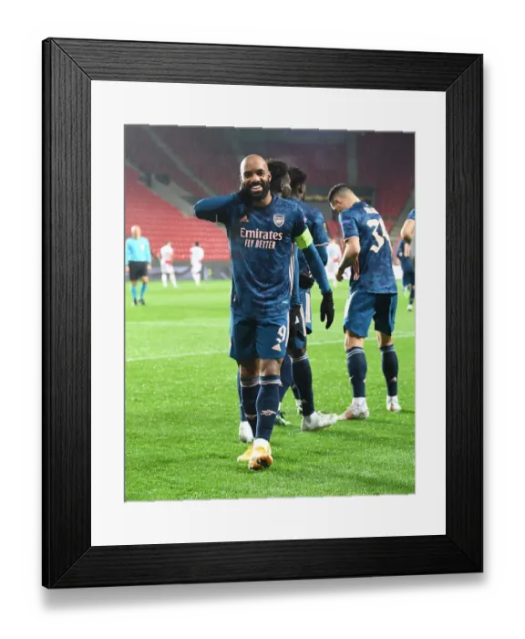 Framed Print : Alexis Lacazette Scores as Arsenal Advance in Europa League Quarterfinals Against Slavia Praha (Prague, 2021)