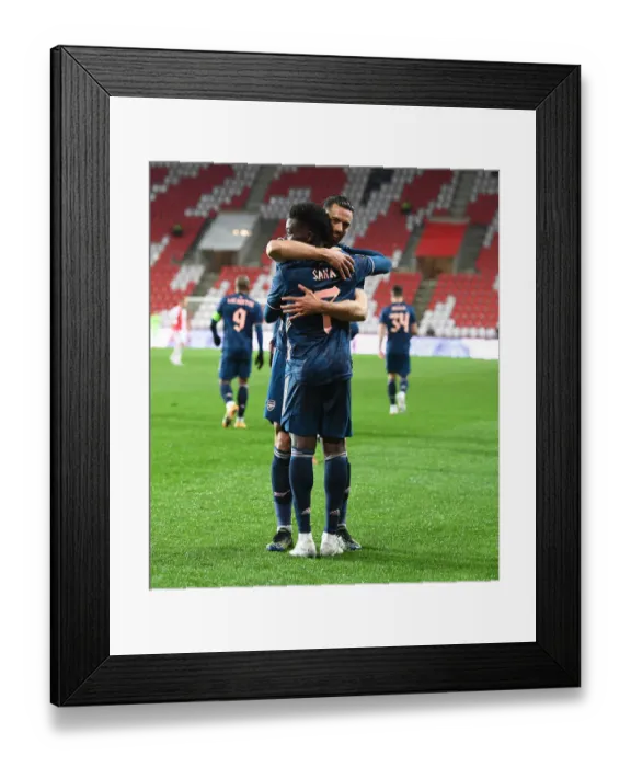 Framed Print : Bukayo Saka Scores His Third: Arsenal's Europa League Victory Over Slavia Praha in Prague