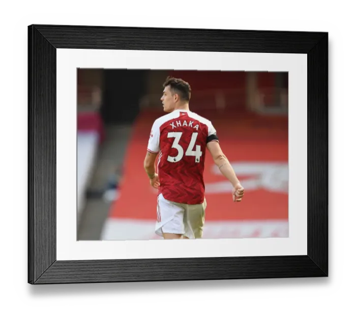 Framed Print : Arsenal's Granit Xhaka in Action at Empty Emirates Stadium: Arsenal vs Fulham, 2020-21 Premier League Framed Print : Arsenal's Granit Xhaka in Action at Empty Emirates Stadium: Arsenal vs Fulham, 2020-21 Premier League