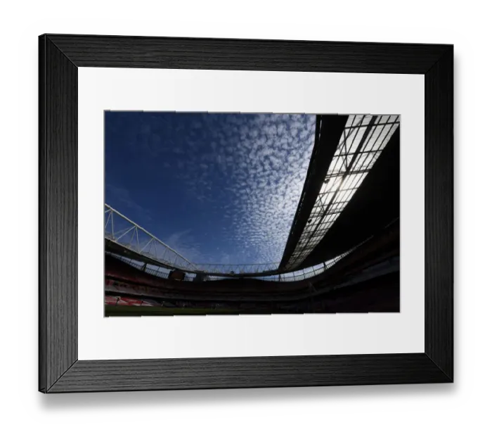 Framed Print : Empty Emirates Stadium: Arsenal vs Fulham, Premier League 2020-21