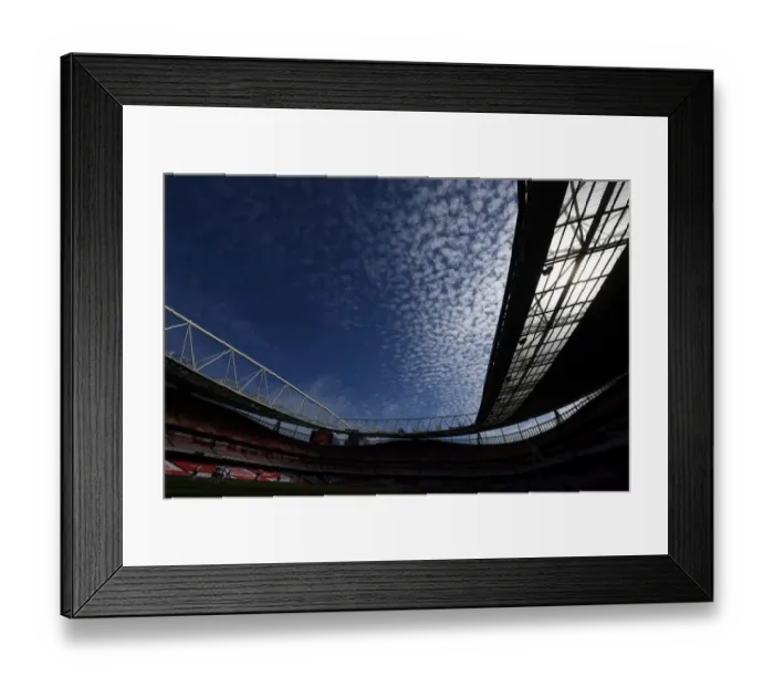 Framed Print : Empty Emirates: Arsenal vs. Fulham Showdown in COVID-19 Hit Premier League (April 2021)