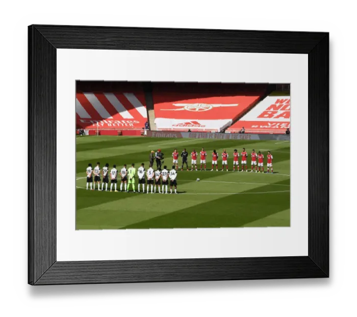Framed Print : Arsenal vs Fulham: Silence for Prince Philip at Empty Emirates Stadium, April 2021 Framed Print : Arsenal vs Fulham: Silence for Prince Philip at Empty Emirates Stadium, April 2021