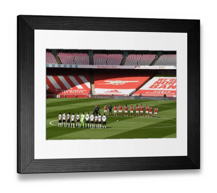 Framed Print : Silent Tribute: Arsenal and Fulham Honor Prince Philip at Empty Emirates Stadium (April 2021, Premier League)
