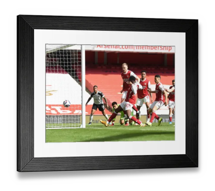 Framed Print : Arsenal's Eddie Nketiah Scores the Lone Goal in Empty Emirates Stadium Against Fulham (April 2021)