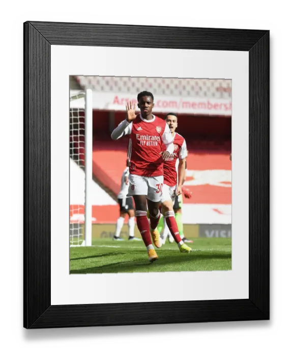Framed Print : Arsenal's Eddie Nketiah Scores the Winning Goal Against Fulham in Empty Emirates Stadium, Premier League 2020-21