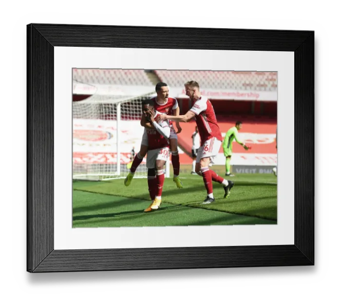Framed Print : Arsenal's Nketiah Scores Thrilling Goal in Empty Emirates Stadium Against Fulham (2020-21)