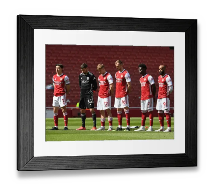 Framed Print : Arsenal Players Pay Tribute to Prince Philip During Minutes Silence at Empty Emirates Stadium vs Fulham, 2021 Framed Print : Arsenal Players Pay Tribute to Prince Philip During Minutes Silence at Empty Emirates Stadium vs Fulham, 2021