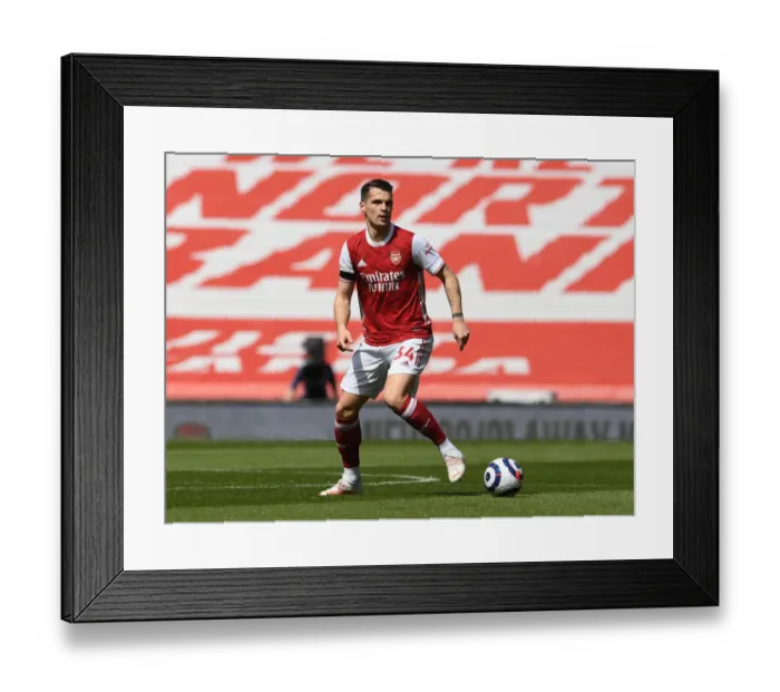 Framed Print : Arsenal's Granit Xhaka in Action Against Fulham at Empty Emirates Stadium, Premier League 2020-21
