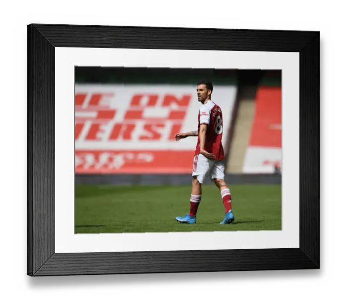 Framed Print : Arsenal's Dani Ceballos at Emptied Emirates Stadium: 2021-22 Premier League (Behind Closed Doors)