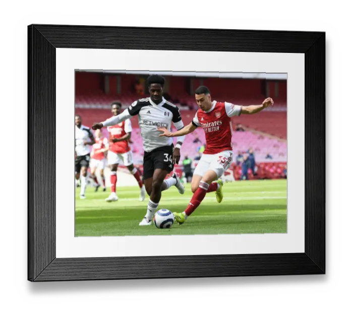 Framed Print : Martinelli vs. Aina: A Ghostly Battle at Emirates - Arsenal vs. Fulham, April 2021 Framed Print : Martinelli vs. Aina: A Ghostly Battle at Emirates - Arsenal vs. Fulham, April 2021