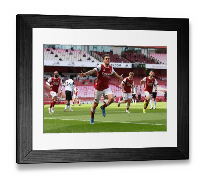 Framed Print : Arsenal's Disallowed Goal: Ceballos Scores in Empty Emirates Against Fulham (April 2021)