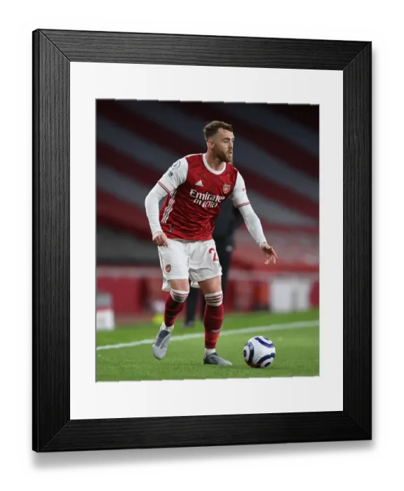 Framed Print : Calum Chambers Focused Performance at Empty Emirates Stadium: Arsenal vs Everton (April 2021)