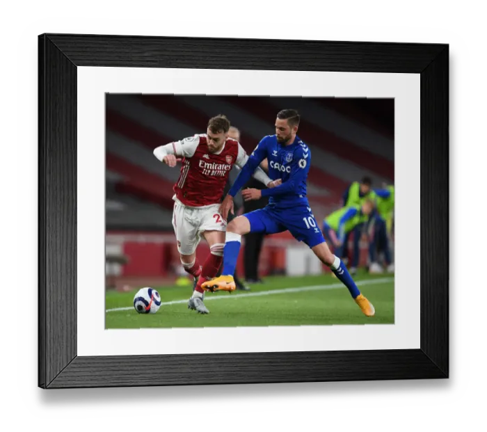 Framed Print : Arsenal vs. Everton: Emirates Showdown in Empty Stands (2020-21)