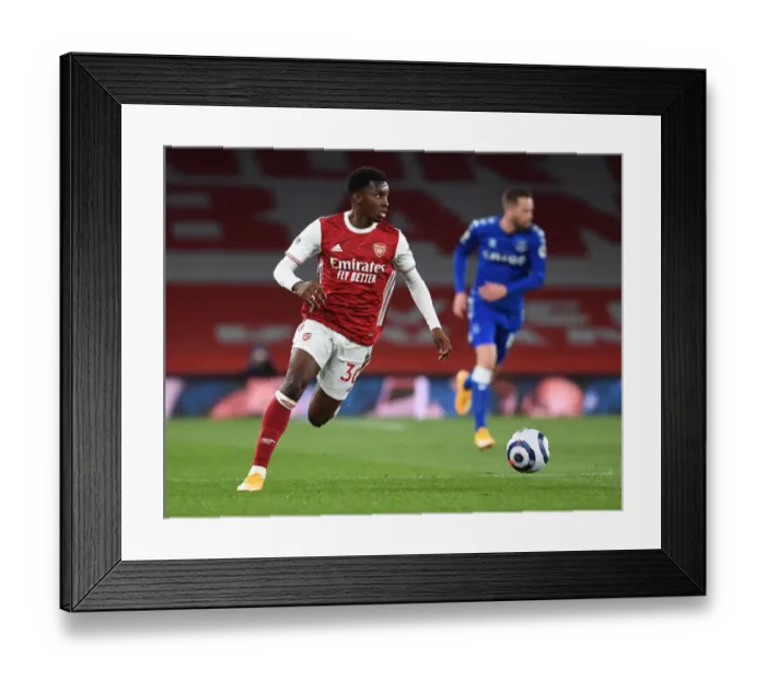 Framed Print : Arsenal's Eddie Nketiah in Action against Everton: 2020-21 Premier League Match at Emirates Stadium (Behind Closed Doors)
