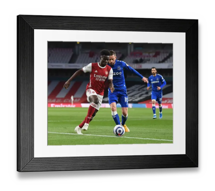 Framed Print : Clash of the Midfield: Saka vs. Sigurdsson - Empty Emirates Stadium Showdown Framed Print : Clash of the Midfield: Saka vs. Sigurdsson - Empty Emirates Stadium Showdown