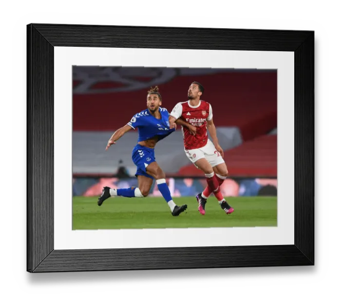 Framed Print : Arsenal vs Everton: Pablo Mari Clashes with Dominic Calvert-Lewin in Intense Premier League Battle