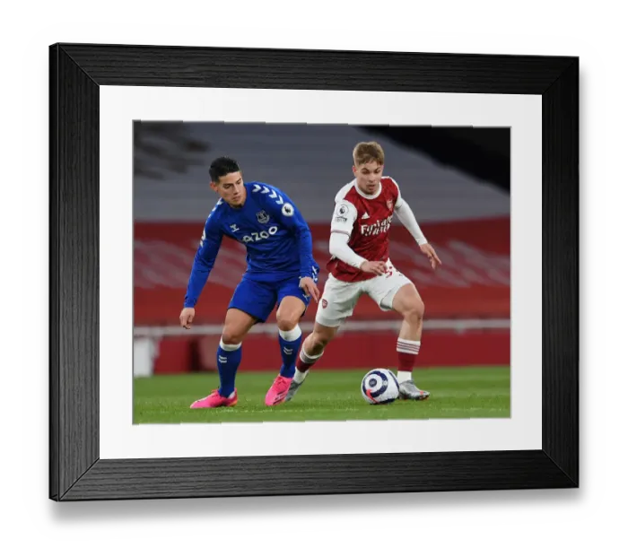 Framed Print : Smith Rowe vs. Rodriguez: A Premier League Showdown at Emirates Stadium